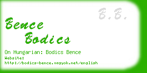 bence bodics business card